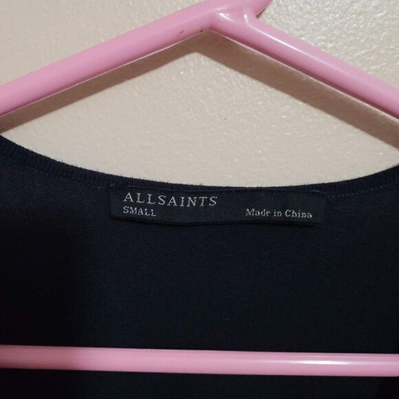 Allsaints Small Navy Blue Itat Reversible Tee Sweater Short Sleeve Twist - Picture 3 of 4